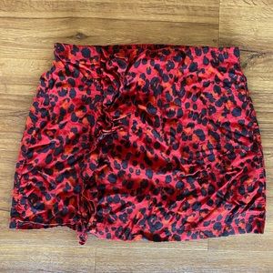 Zara Cheetah Print Red Pink Black Skirt large